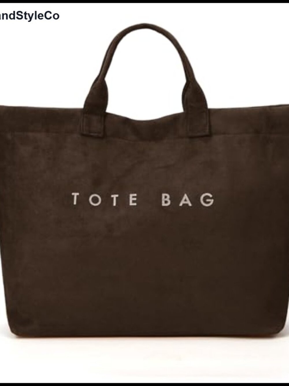 Suede Tote Bag Large Soft Hobo Letter Print Top Handle Handbag